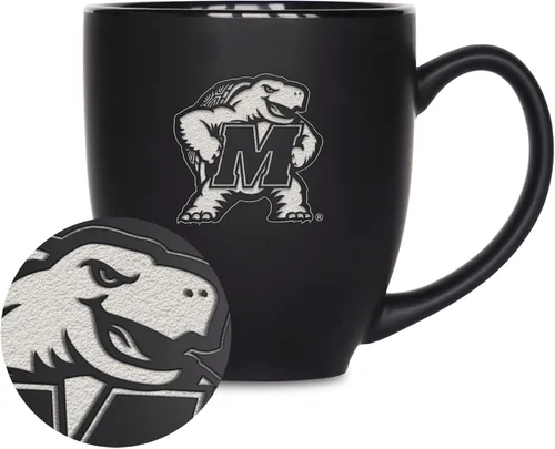 Vista 219 de Rico Industries - Taza de cerámica mate negra con grabado láser estándar de 15oz para NCAA (escuelas T & U) - Para bebidas calientes o frías