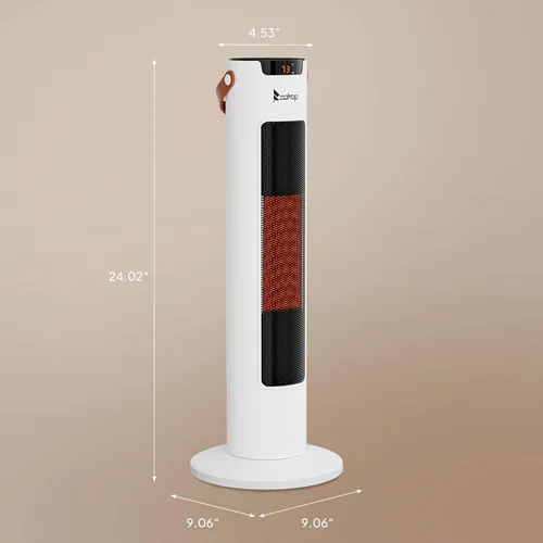 Vista 5 de Calentador de Espacio Eléctrico de 1500W con Control Remoto y por APP, Calentador de Torre de 24" con Oscilación, Temporizador, Termostato