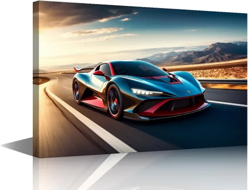Vista 16 de Car Pictures for Living Room Wall Decor Super Car Driving Art Prints City Highway Road Paintings 1 Piece Canvas Wall Art Super Car Canvas Prints