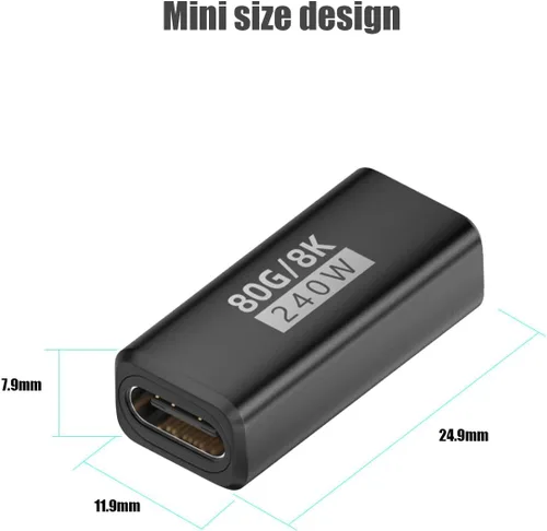 Vista 6 de Paquete de 3 acopladores USB C Thunderbolt 5,120Gbps USB C hembra a Negro
