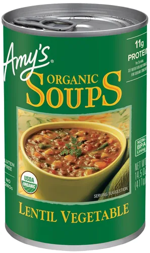 Vista 23 de Amy’s - Sopa vegana ligera en sodio con lentejas y verduras, sin gluten, hecha con verduras orgánicas, sopa enlatada, 14.5 oz (paquete de 12)