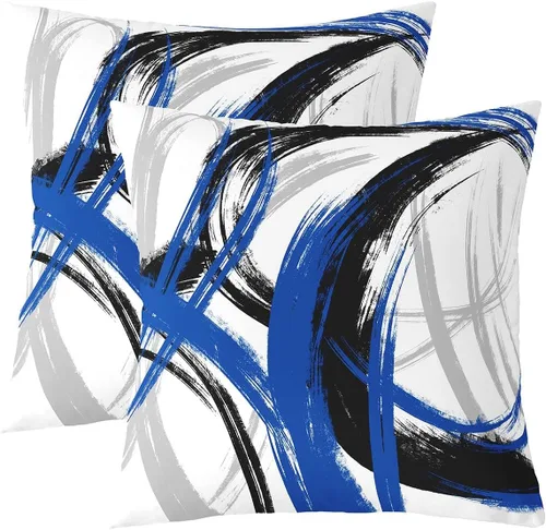 Vista 35 de Juego de 2 fundas de almohada abstractas de 16 x 16 pulgadas para niños, niñas, adolescentes, decoración de dormitorio, moderna a rayas, decoración