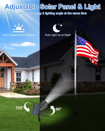 Vista 9 de Solar Powered Spotlights Outdoor Waterproof Sunset Spot LED Lights Ultra Bright for Tree, Flag, Lawn, Statue, Pool, Garden, House, Wall, Yard, Path