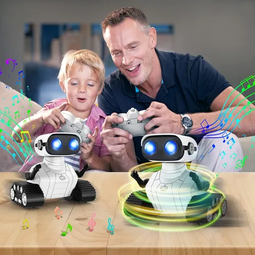 Vista 6 de Hamourd Juguetes robot para niños y niñas de 3 años, robots de control remoto recargables, robot emo con demostración automática, cabeza y brazos