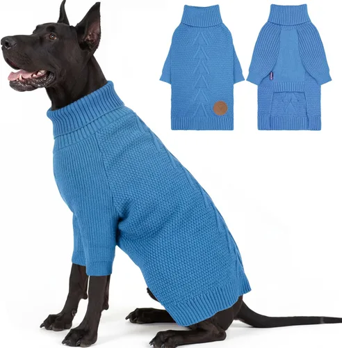 Vista 49 de cyeollo Suéter para perro pequeño, suéteres cálidos de cuello alto para perros pequeños, sudadera tejida para perrito con mangas, suéter de otoño e