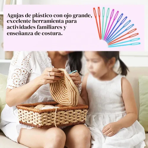 Vista 7 de LUNARM 50 piezas de agujas de coser de plástico, agujas de hilo de plástico de ojo grande con caja, agujas de plástico de 7 cm/2.76 pulgadas