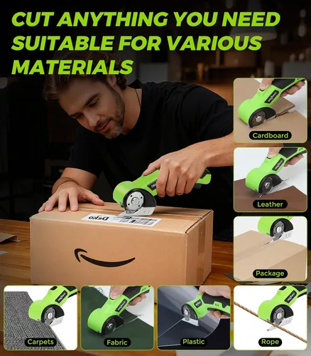 Vista 6 de Cortador de Cartón - Tijeras Eléctricas Inalámbricas Recargables, Cortador de Caja Eléctrico de 4V Duty para Cartón, Bloqueo de Seguridad y Luz LED