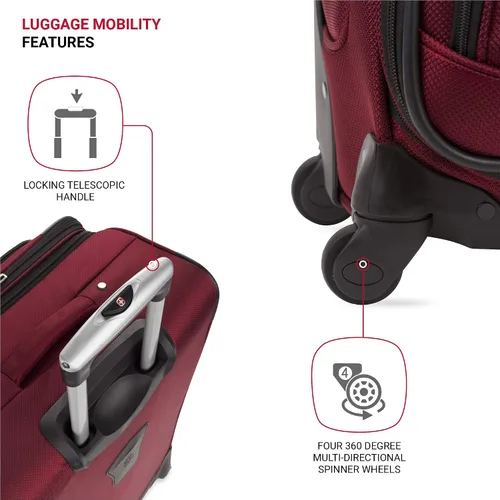 Vista 2 de SwissGear - Equipaje suave expandible Sion con ruedas, Borgoña