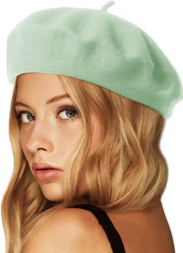 Vista 38 de Wheebo Boina de lana, color sólido, estilo francés, gorro cálido de invierno para mujeres y niñas Albaricoque