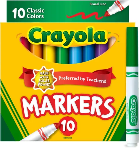 Vista 3 de Crayola 10 unidades. Marcadores trazo ancho originales, clásicos, 1, Variados