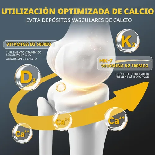 Vista 3 de DRFOSTER Vitamina D3 K2 5000 UI con zinc y boro, 120 cápsulas veganas