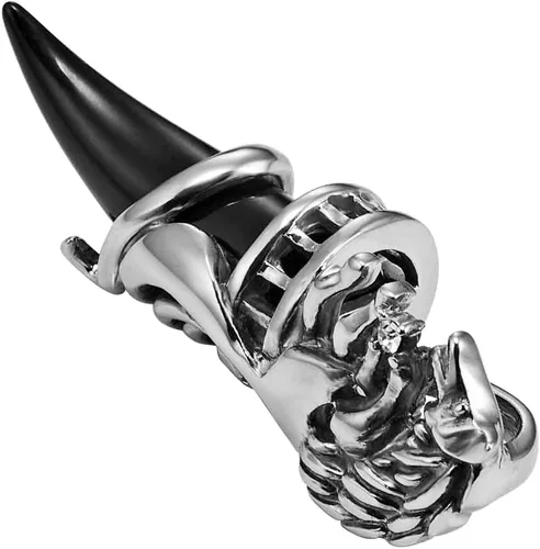 Vista 2 de Urban Jewelry Impresionante collar con colgante de plata de acero inoxidable tribal lobo para hombre, cadena de cuero de 19 pulgadas