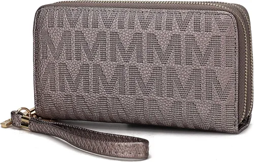 Vista 25 de MKF Collection Mia K - Cartera de pulsera para mujer, pequeña cartera de cuero vegano para tarjetas de crédito con cremallera y bolsillo
