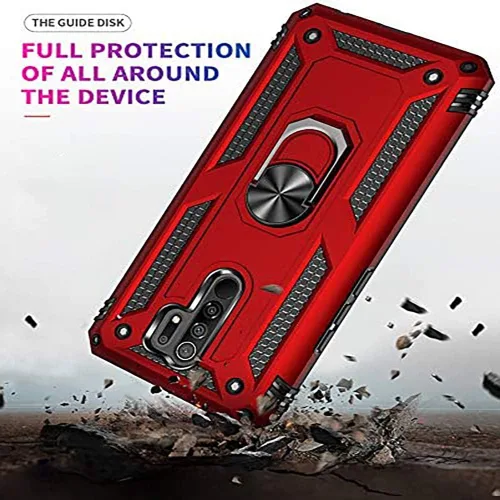 Vista 4 de Funda para Xiaomi Redmi 9 de 6.53 pulgadas con protector de pantalla de vidrio templado [2 unidades], híbrida resistente de doble capa