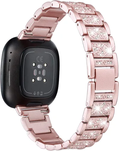 Vista 9 de Bandas brillantes compatibles con Fitbit Sense 2/Sense/Versa 4/Versa 3, pulseras de repuesto para mujer, pulsera elegante y lujosa para mujer Negro