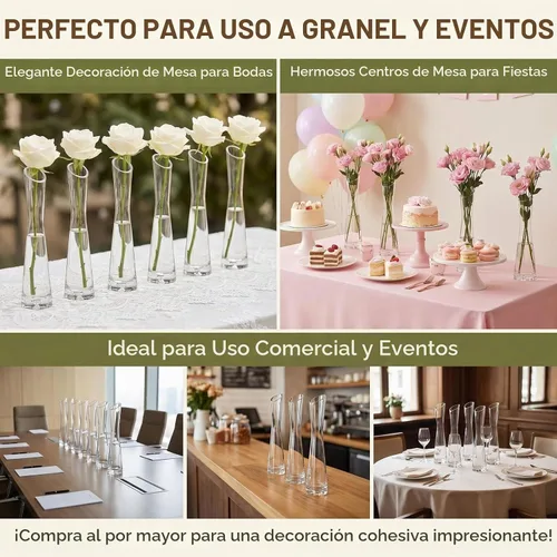Vista 7 de Florero de cristal de 9.8 in de altura, florero decorativo transparente, jarrones de tallo único para decoración de Navidad en el hogar, boda