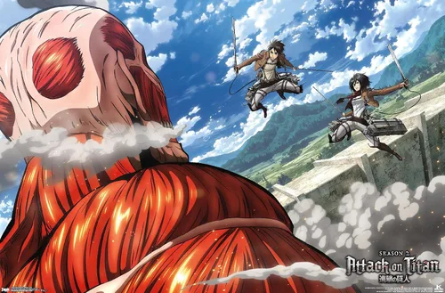 Vista 9 de Trends International Attack on Titan - Póster de pared de doble equipo, 14.725 x 22.375 pulgadas, versión enmarcada de madera de granero
