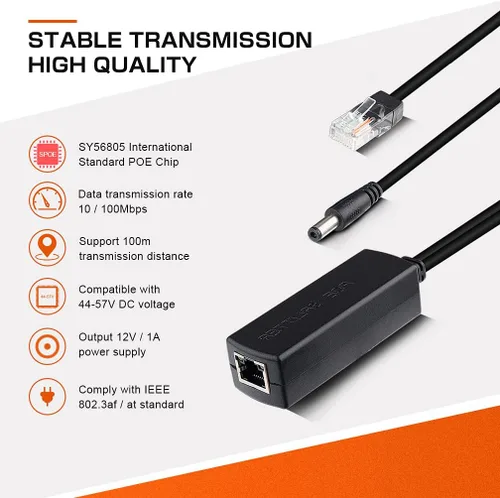 Vista 11 de ipolex 10/100M PoE Splitter Active, Power ethernet Splitter Adapter, 2