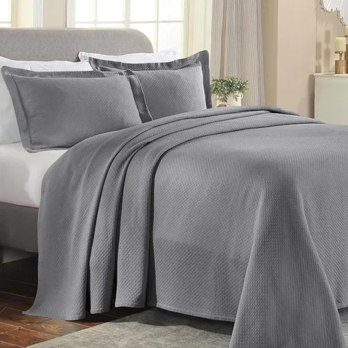 Vista 18 de Cubrecama doble Superior Diamond Solitaire de algodón de primera calidad Jacquard Matelassé con fundas de almohada a tono, color aguamarina, Agua