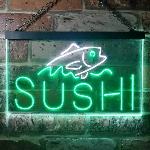 Vista 44 de ADVPRO Sushi Fish Sashimi Restaurant - Letrero de neón LED de doble color, azul y rojo, 12 x 8.5 pulgadas, st6s32-i3334-br