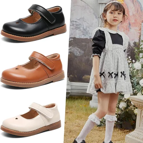 Vista 2 de DADAWEN Zapatos clásicos Mary Jane para niña, zapatos de uniforme escolar, zapatos de vestir, zapatos de fiesta y boda
