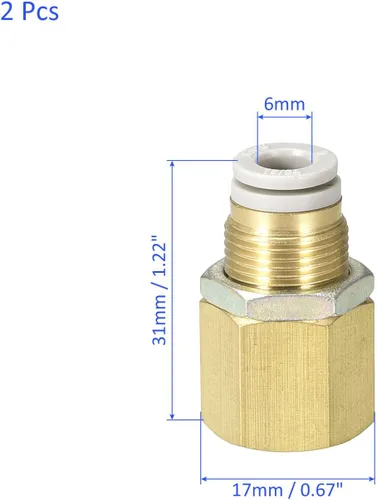 Vista 3 de M METERXITY Paquete de 2 accesorios de tubería hembra de 1/4 PT – Unión recta, mamparo de empuje para conectar accesorios, se aplica al sistema
