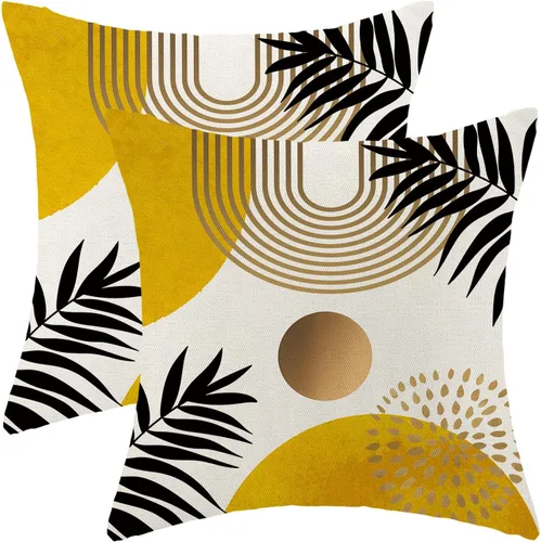 Vista 42 de Fundas de cojín en blanco y negro 16x16 Juego de 2 Fundas de cojín geométricas abstractas de arte moderno de línea Modernas estilo minimalista