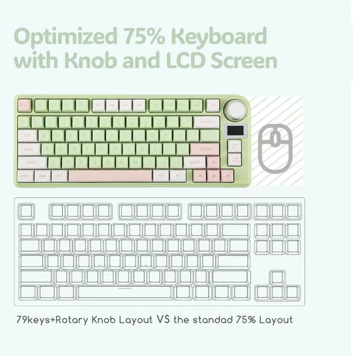 Vista 5 de EPOMAKER TH80-X - Teclado mecánico de junta, 75% de diseño, triple modo de intercambio en caliente, teclado para juegos con batería de 4000 mAh