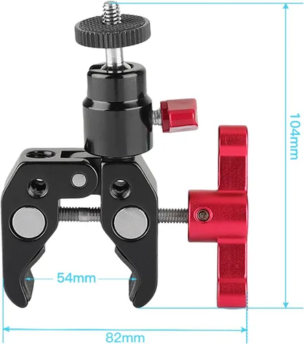 Vista 4 de CAMVATE Super Clamp Articulado Mini Ball Head Mount con 1/4-20 Tornillo para Cámara DSLR Accesorios DIY (Rojo) - 1669