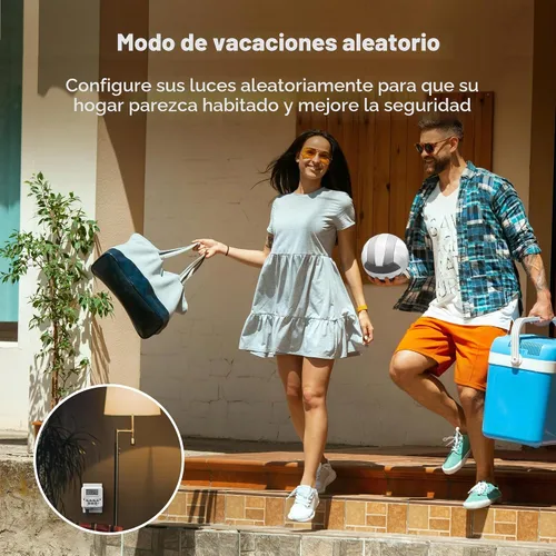 Vista 6 de BN-LINK Temporizador de luz digital para interiores, enchufe programable de 7 días con 2 salidas independientes de 3 clavijas, para lámparas