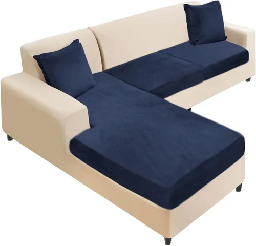 Vista 51 de NAISI Fundas de cojín de sofá de terciopelo elásticas de 1 pieza, fundas de asiento de sofá o respaldo, fundas suaves individuales para sofá Beige