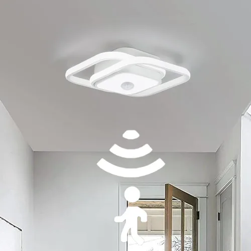 Vista 2 de Lámpara de techo LED con sensor de movimiento de 12.6 pulgadas para interiores, 36 W 6000 K, lámpara de techo blanca de montaje empotrado moderna