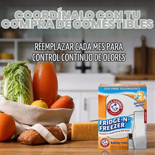 Vista 7 de Arm & Hammer Bicarbonato de Sodio Absorbedor de Olores para Nevera y Congelador, Naranja 14 oz, Paquete de 12