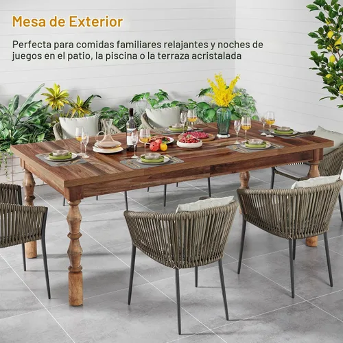 Vista 7 de Tribesigns Mesa de comedor de granja de 62 pulgadas para 4-6 personas, mesa de cocina rectangular grande, mesa de comedor, muebles de cocina y Nogal