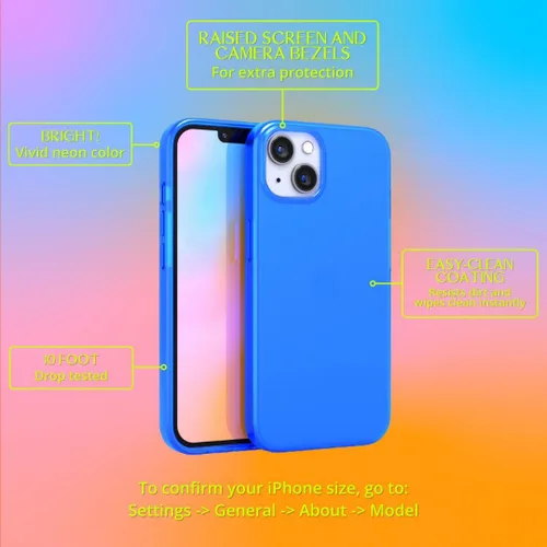 Vista 3 de FELONY CASE - Funda protectora transparente azul neón para iPhone 13 / iPhone 14, cubierta brillante absorbente de golpes de TPU y policarbonato