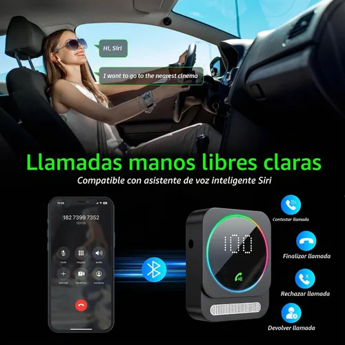 Vista 3 de SONRU Receptor Bluetooth 5.3 para Coche, Adaptador de Audio Inalámbrico para Coche/Estéreo de Casa/Auriculares con Cable/Altavoz, Adaptador Aux Negro