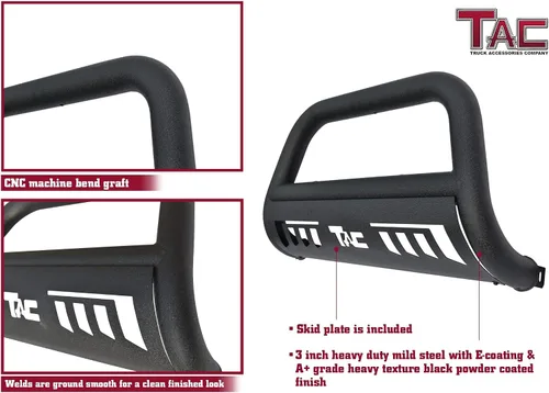 Vista 3 de TAC Bull Bar se adapta a Nissan Frontier 2005-2021 Nissan Pathfinder 2005-2007 2005-2015 Nissan Xterra Truck Pickup 3 pulgadas textura negra