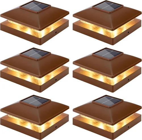 Vista 8 de Luces solares para punta de poste al aire libre 16 unidades, negras, impermeables, alimentadas por energía solar, luces de valla para cubierta