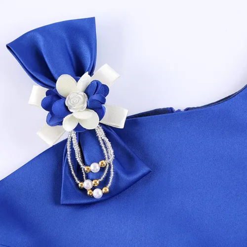 Vista 3 de LLQKJOH Vestido de niña con volantes de encaje para boda, vestidos de dama de honor