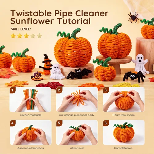Vista 4 de Zrpot Kit de 1500 piezas de limpiapipas de Halloween a granel Multicolor 2