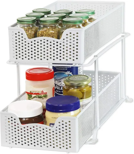 Vista 11 de Simple Houseware - Cajón organizador de cesta deslizante de 2 niveles, bronce