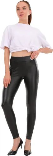 Vista 4 de MCEDAR - Leggings de piel sintética para mujer de cintura alta sexys y ceñidos disponible en tallas grandes