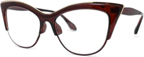Vista 2 de SA106 Womens High Point Squared Half Rim Look Cat Eye Glasses