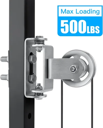 Vista 4 de Sistema de polea de cable para estante de sentadillas, bloques de polea de gimnasio, polea giratoria montada en rack de 180 grados, polea giratoria