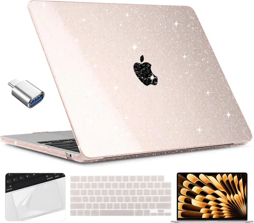 Vista 31 de TWOLSKOO Compatible con funda para MacBook Air M4 de 15 pulgadas versión 2025-2023 M4 A3241 M3 A3114 M2 A2941, carcasa rígida de plástico y Cristal