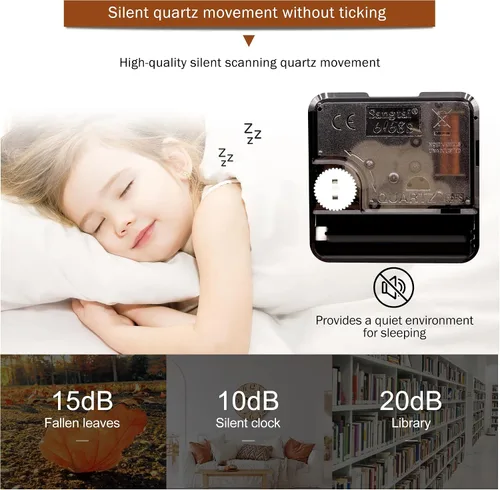 Vista 4 de VIKMARI Reloj de pared de madera de 14 pulgadas, decoración silenciosa del hogar del país francés toscano