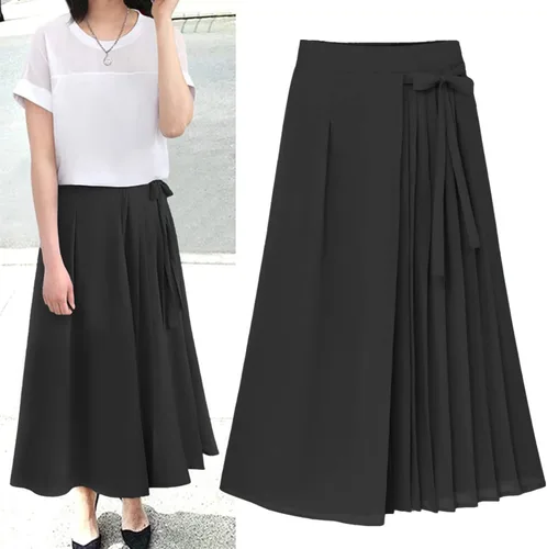 Vista 2 de minjiSF Pantalones de gasa plisados para mujer, talla grande, cintura elástica, pantalones casuales, pantalones cargo con bolsillos para mujer