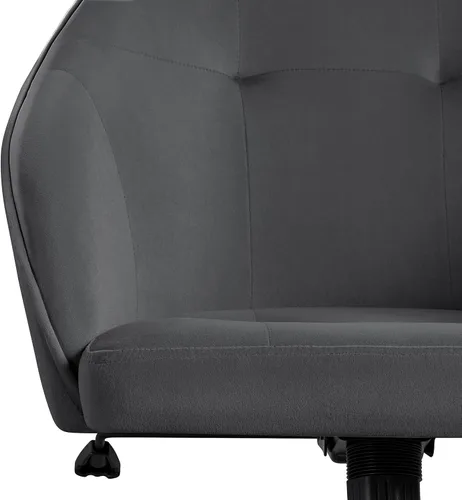 Vista 7 de Topeakmart Silla de escritorio de terciopelo para oficina, con base de metal, tapizada, giratoria, altura ajustable, silla de computadora moderna