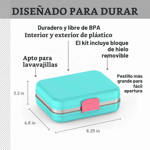 Vista 2 de THERMOS Kit de almuerzo para almacenamiento de alimentos Freestyle para niños, verde azulado