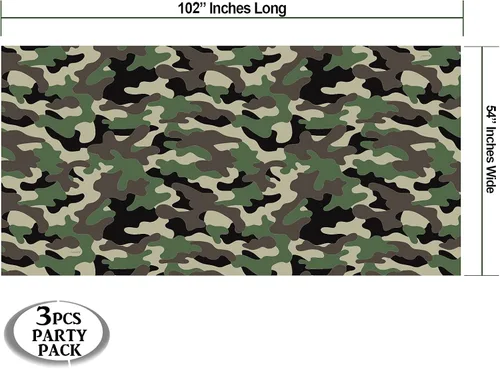 Vista 6 de AnapoliZ Mantel de plástico militar Paquete de 3 piezas (54 pulgadas de ancho x 102 pulgadas de largo) Mantel rectangular de camuflaje